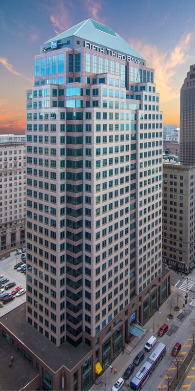 The Fifth Third Center skyscraper is the sixth tallest in downtown Cleveland.
