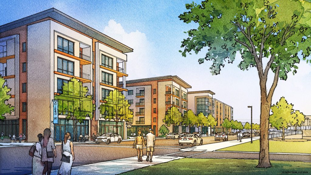 Future housing plans include apartment buildings over ground-floor retail and fronting West 25th Street
