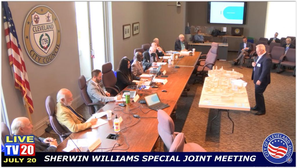 Sherwin-Williams addresses a joint committee of city planning review boards