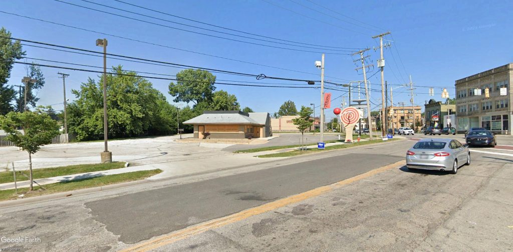 An abandoned Burger King sets at the high-profile corner of Detroit and Lake avenues.