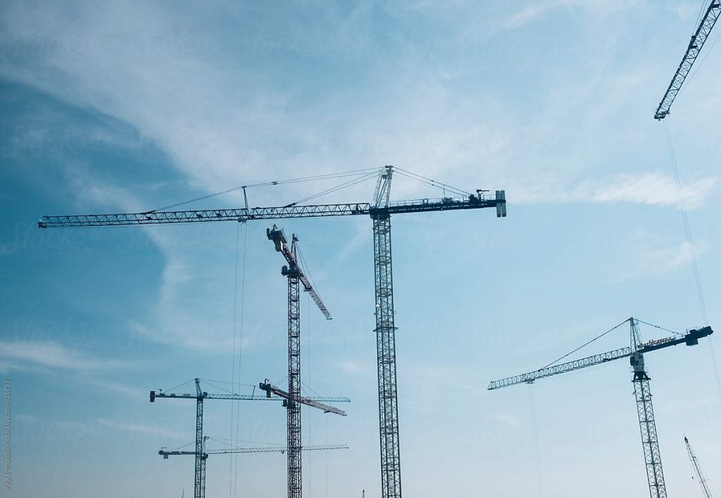 A forest of cranes in the sky!