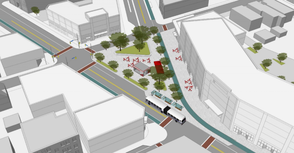 This is what the Detroit-Lake intersection could look like in coming years to make it more pedestrian friendly and attractive to investors.