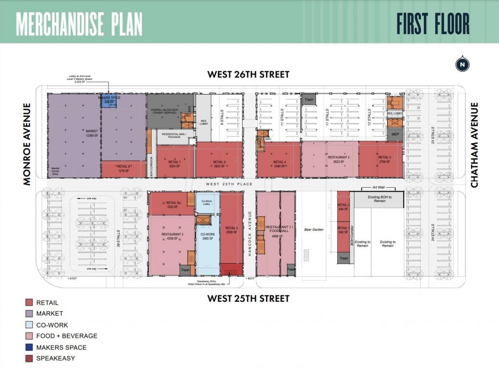 First floor merchandise plan for the Carriage Works development.