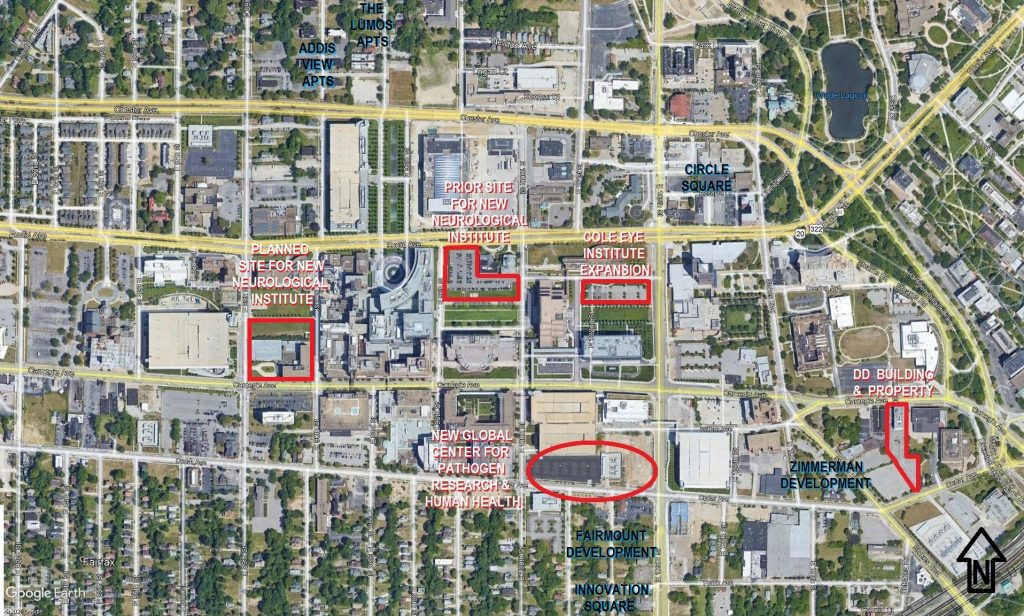 map of proposed Cleveland Clinic real estate plays.