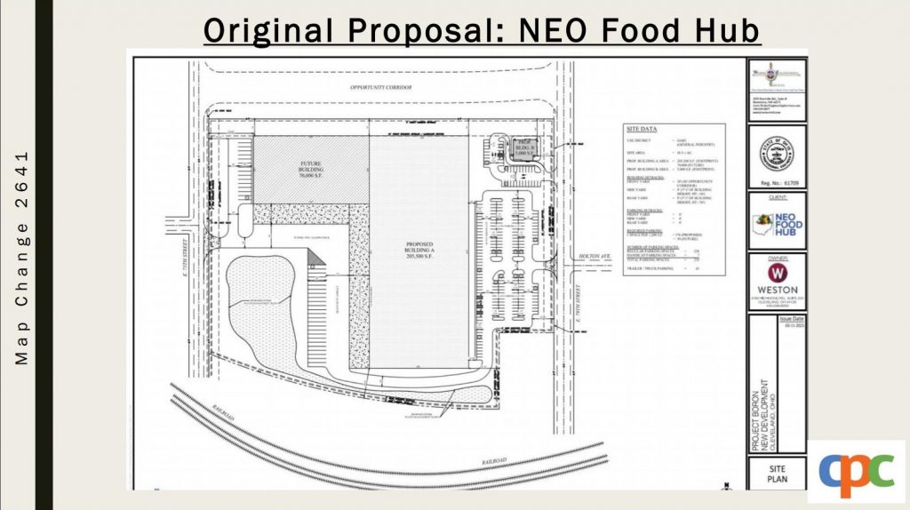 Original site plan for Northeast Ohio Food Hub in Opportunity Corridor.