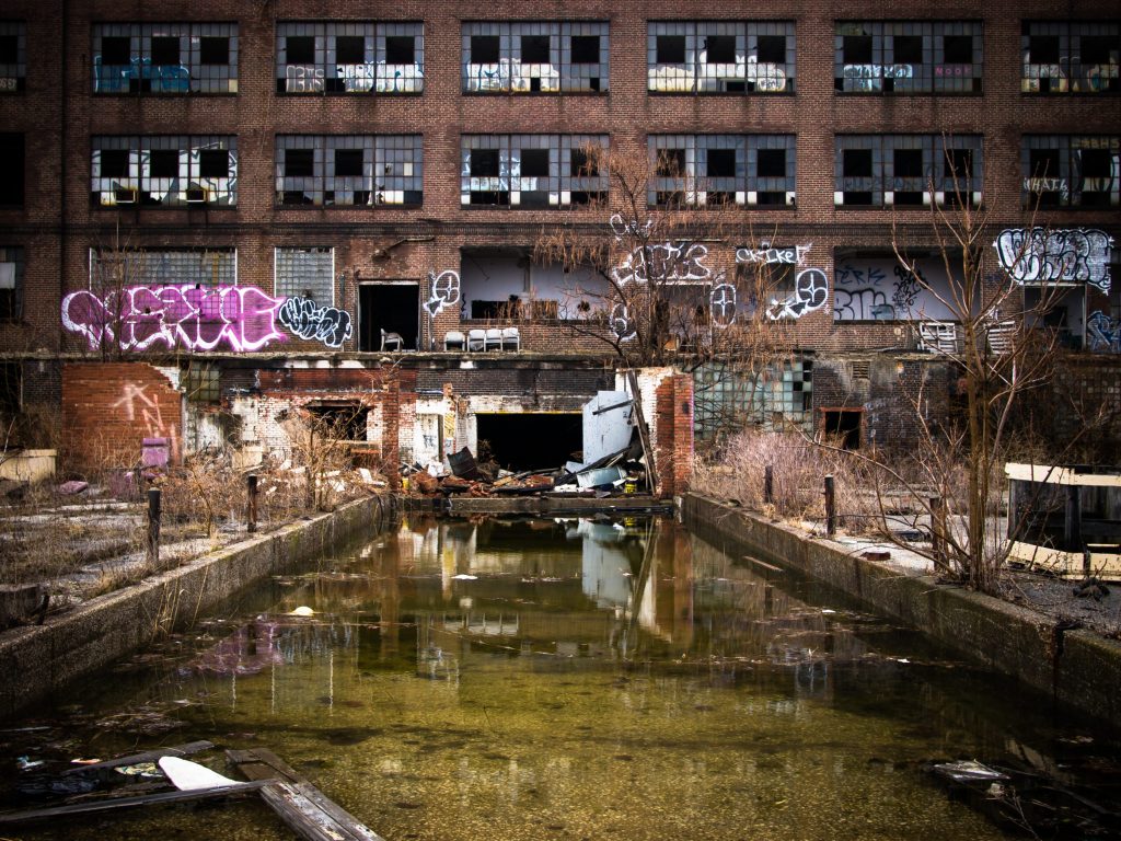 Vacant for nearly 25 years, the Victoreen Building rots away on Woodland Avenue.