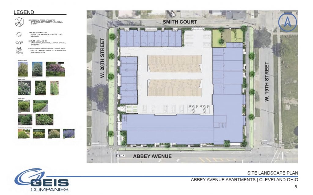 Site plan for the proposed Panzica-Geis apartment-townhouse development in Cleveland's Duck Island enclave.