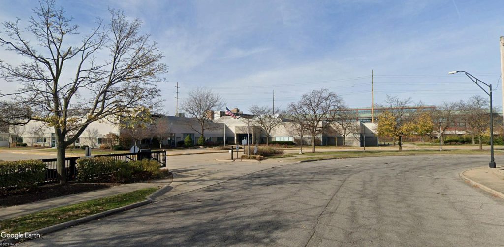 The Cuyahoga County-owned property with the Red Line train station behind for Superior Avenue at Euclid Avenue.