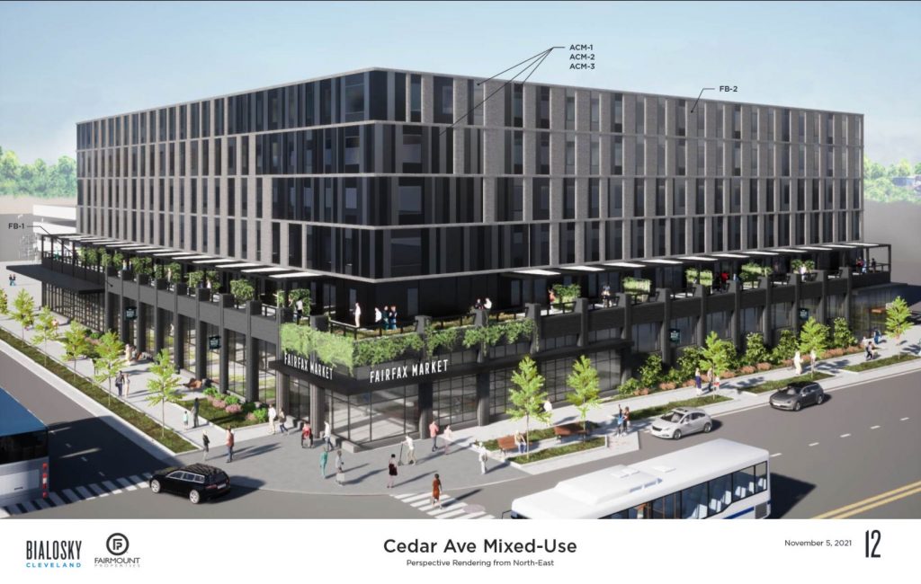 Mixed use development at East 105th Street and Cedar Avenue.