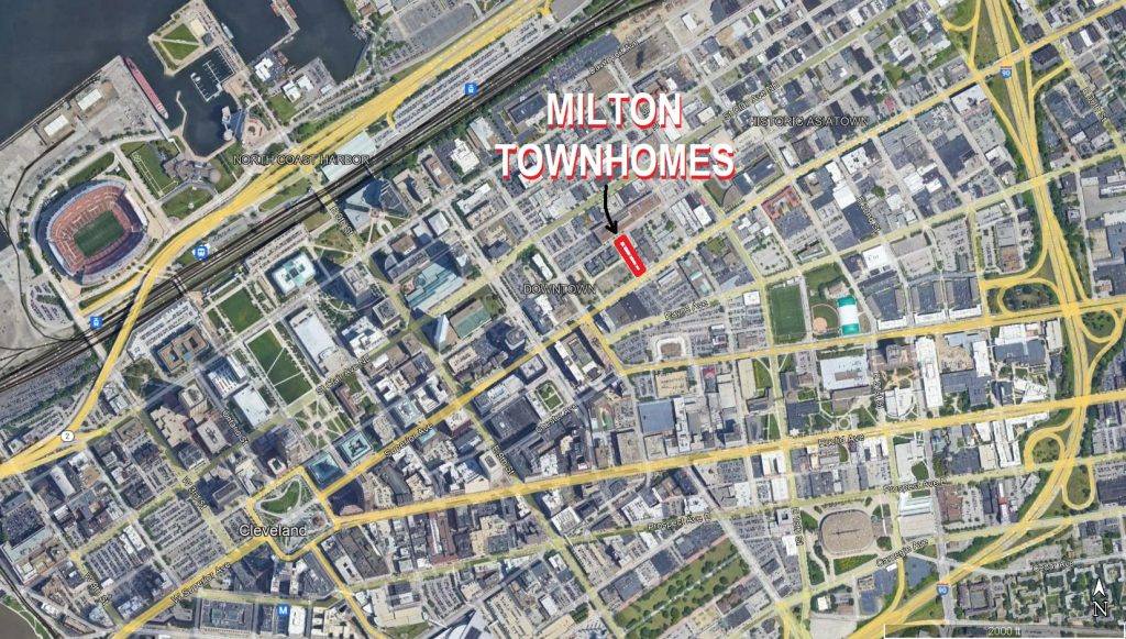 Location of Milton Townhomes as shown on this downtown Cleveland map.