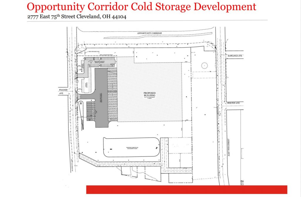 The Cleveland Cold Storage's Public Refrigerated Warehouse proposed on the Opportunity Corridor at 2777 East 75th Street.
