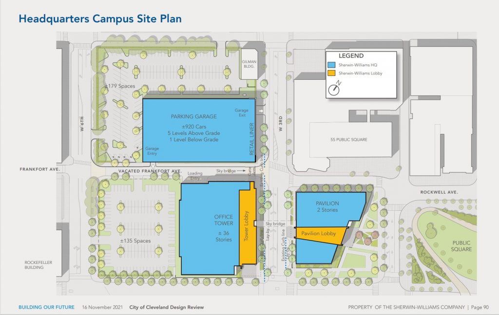 Final site plan for the new Sherwin-Williams headquarters in downtown Cleveland.