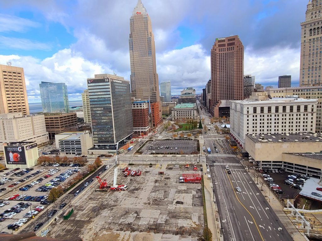 Construction starts for new Sherwin-Williams global headquarters in downtown Cleveland.
