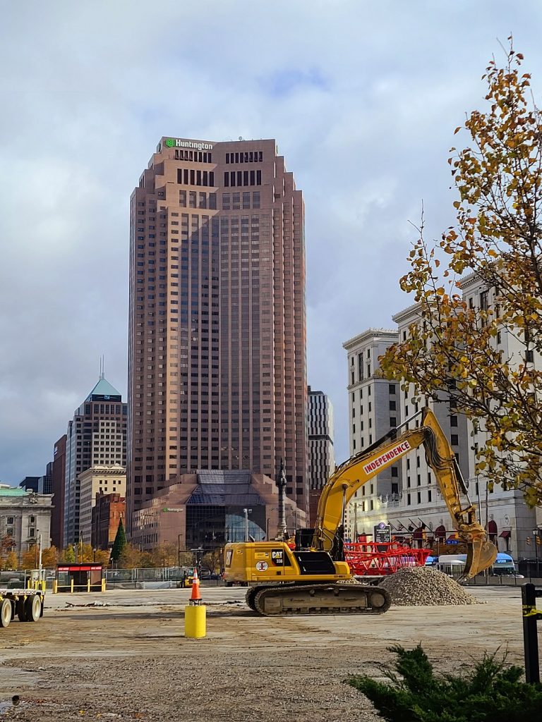 In the background is 200 Public Square which is only slightly taller than what Sherwin-Williams' new headquarters will be.