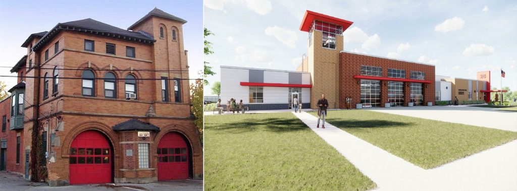 Comparing the old Fire Station 26 with the planned new Fire Station 26.