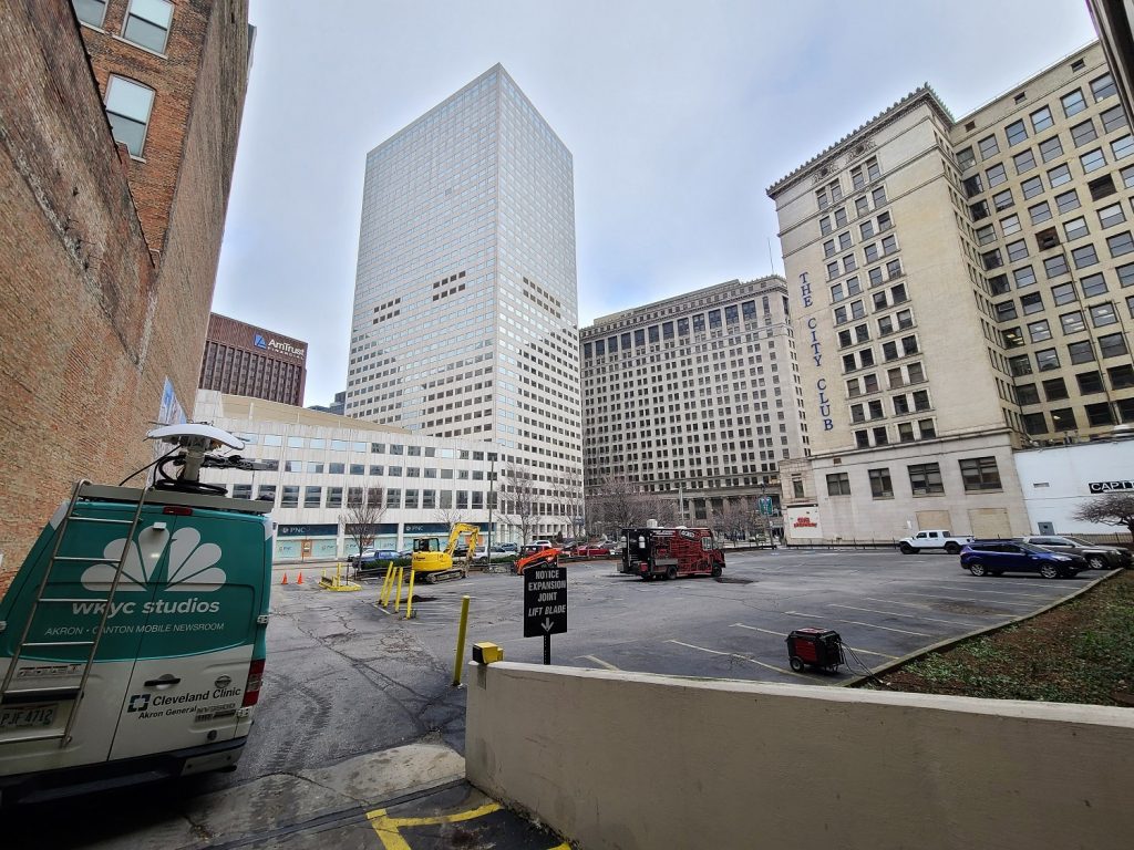 A parking lot on Euclid Avenue in downtown Cleveland that's about to die.