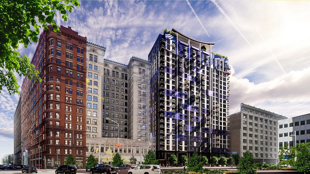 Rendering of the new City Club Apartments building on Euclid Avenue.