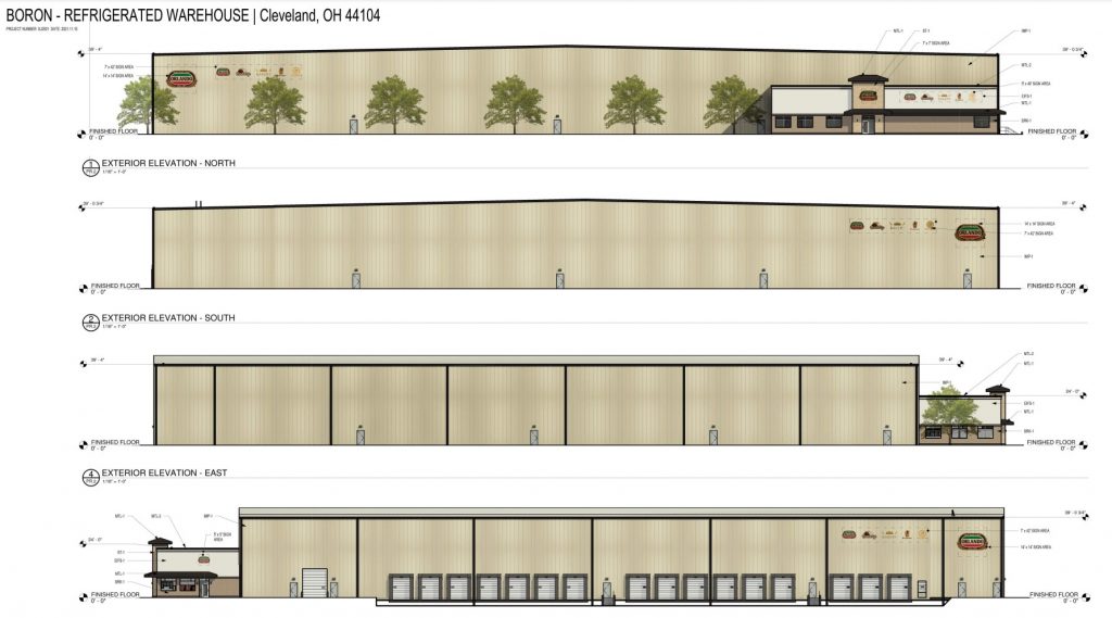 Image showing elevations of the new Cleveland Cold Storage distribution center on Opportunity Corridor.