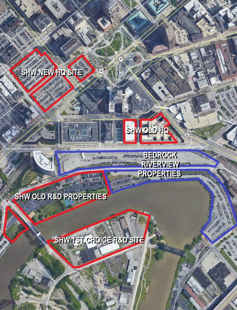 Cleveland site locations of various elements in SHW's HQ and R&D facilities.