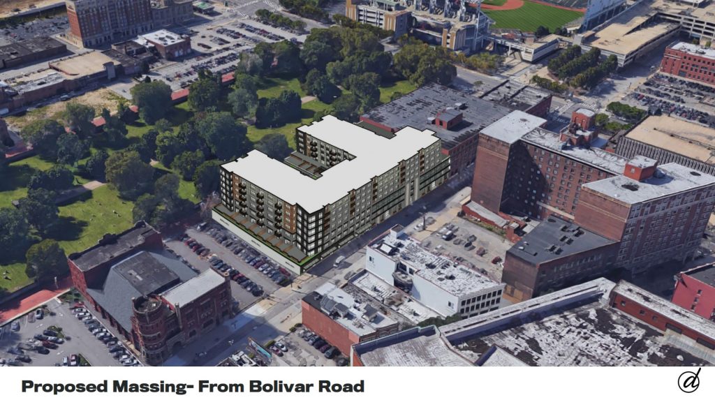 Looking from downtown to the south with Progressive Field and Playhouse Square nearby.