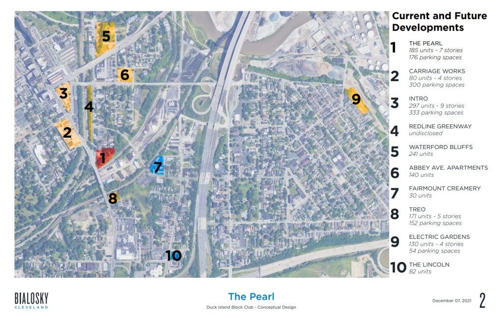 Lots of new developments are happening in Cleveland near where The Pearl would rise.