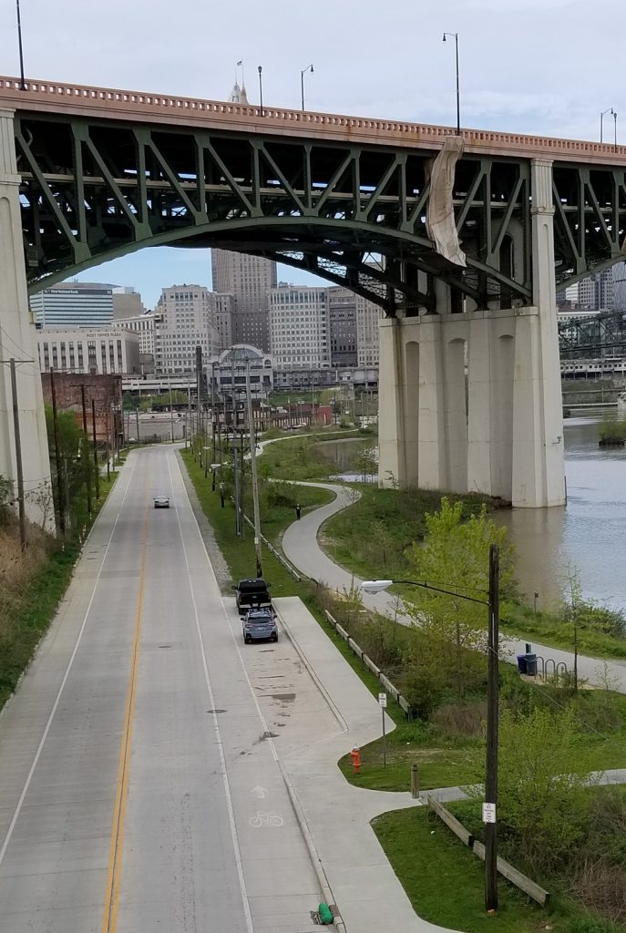 The land below the bridges is how many describe Cleveland's Flats, including Scranton Peninsula near downtown Cleveland.