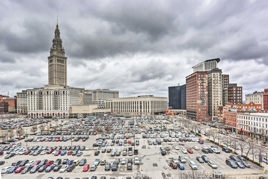 A world headquarters will immediately replace this parking crater in downtown Cleveland.