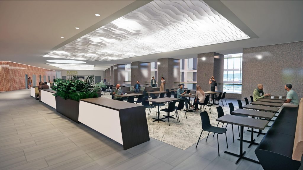 Rendering of newly renovated café in 200 Public Square.