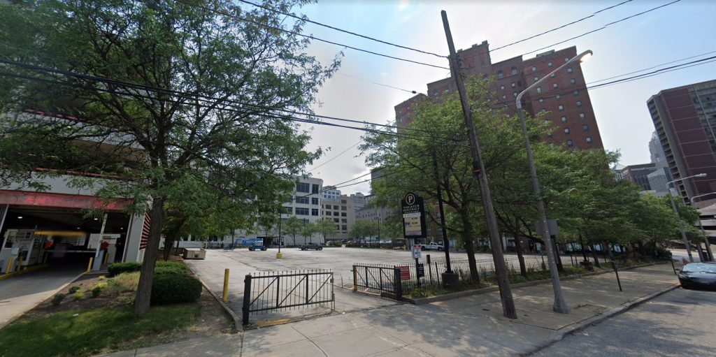 Street-level view of a likely development site for an encore project at Playhouse Square.