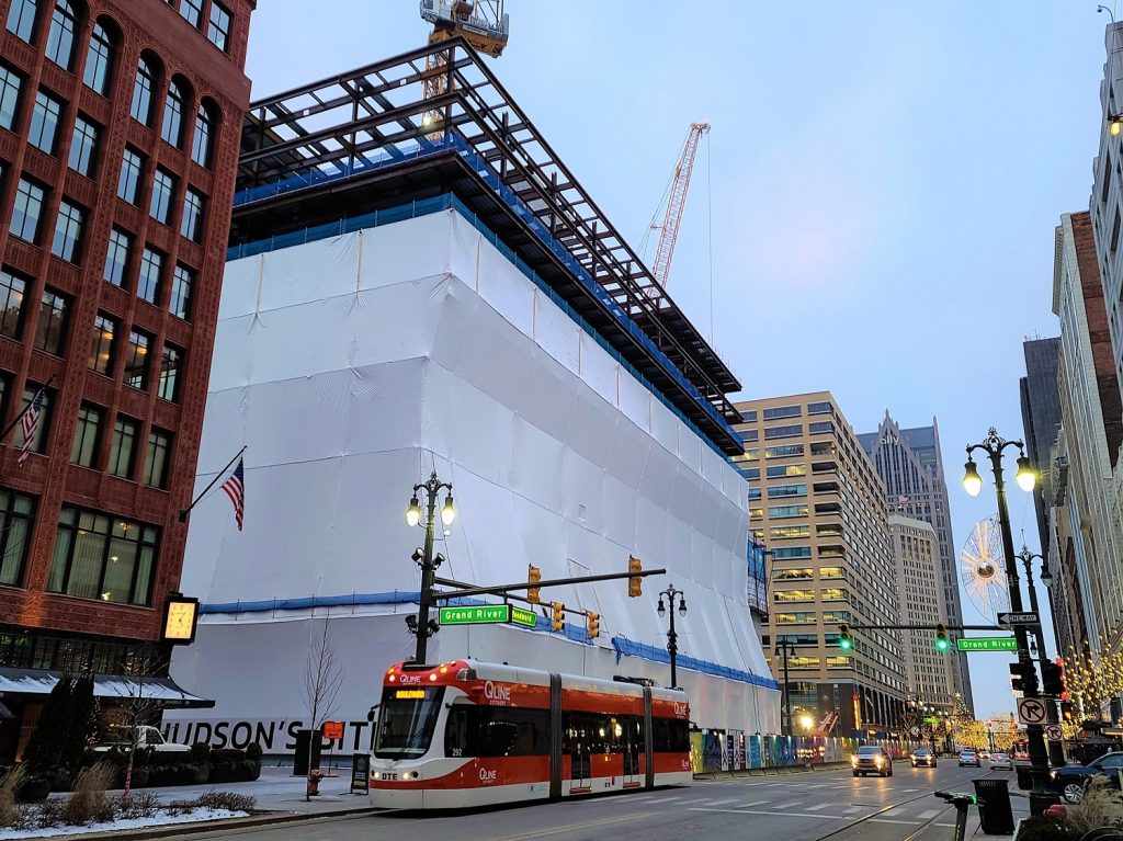 Photo of Hudson's Site in Downtown Detroit in early January.