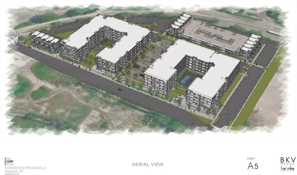 Aerial view of NRP Group's Scranton Peninsula development from 2019.