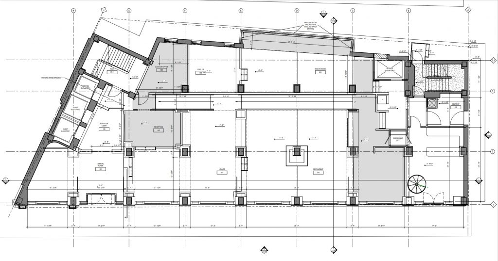 First floor plans for the proposed Fidelity Hotel in downtown Cleveland.
