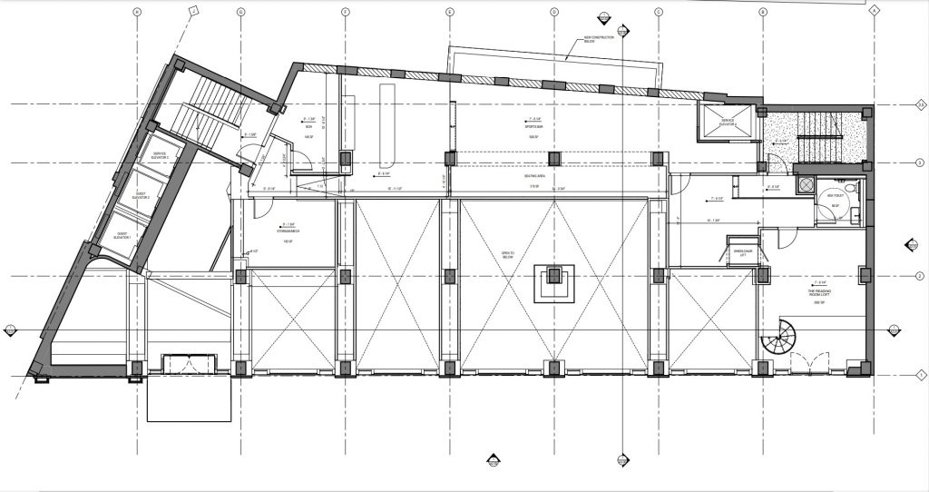 Mezzanine level plans for the proposed Fidelity Hotel in downtown Cleveland.