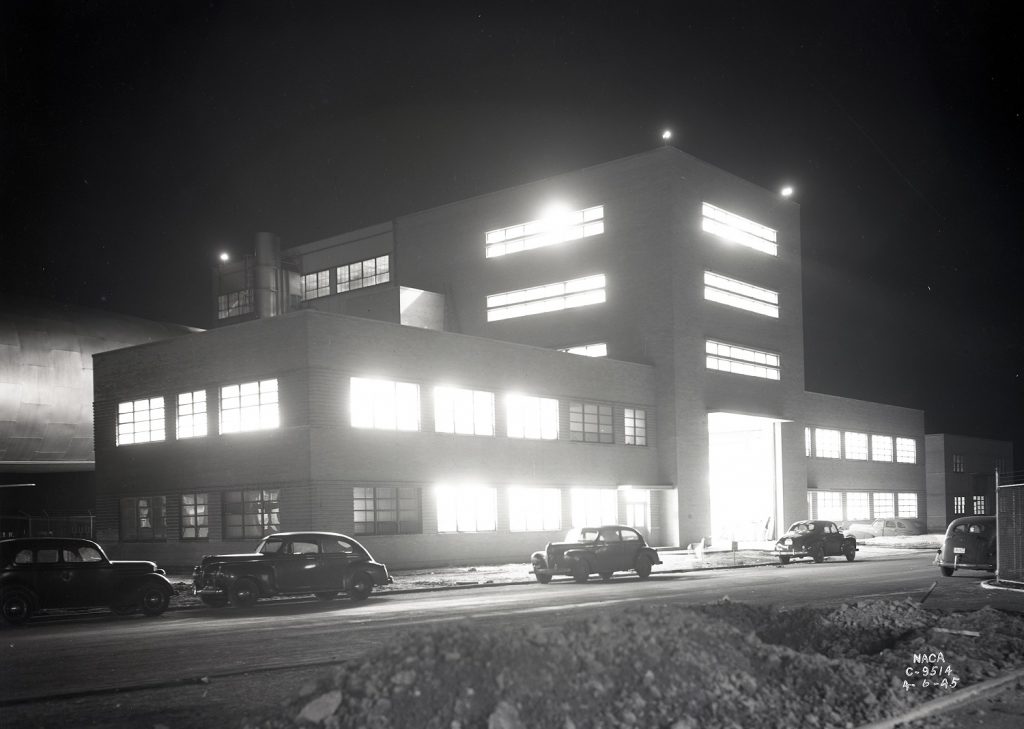 NASA Glenn predecessor NACA Lewis Center's altitude wind tunnel shop and office in 1945.