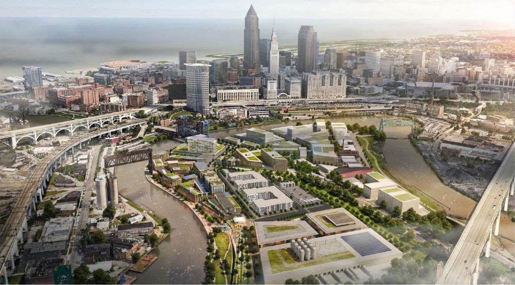 Plans for the redevelopment of Cleveland's Scranton Peninsula.