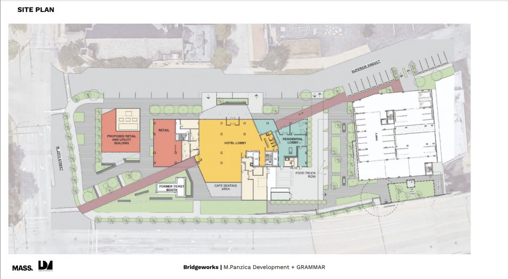 Site plan for Bridgeworks at West 25th, Detroit-Superior and Superior Viaduct.