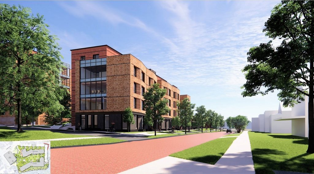 Artists rendering of the new South Residential Village buildings Murray and Hill along Murray Hill Road in Little Italy in University Circle.