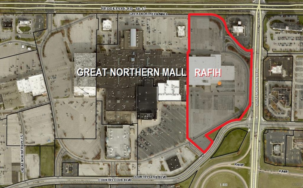Map and view of Great Northern Mall in the Cleveland suburb of North Olmsted.