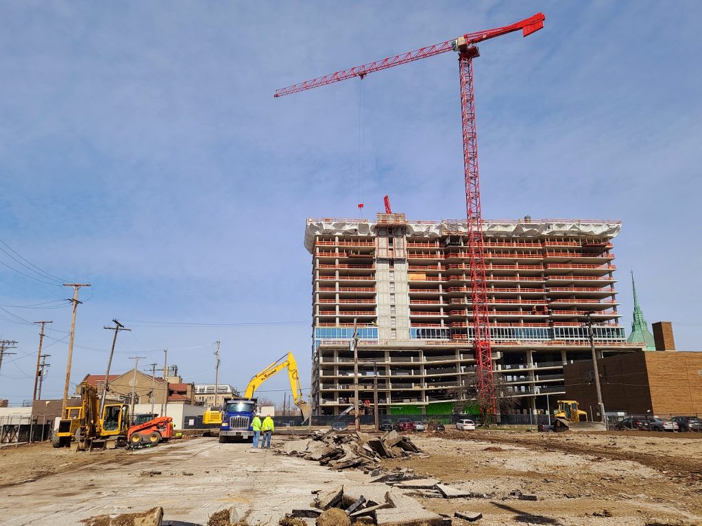 More construction has started in Cleveland's University Circle, with workers at the site of Library Lofts on Euclid Avenue at East 105th Street.