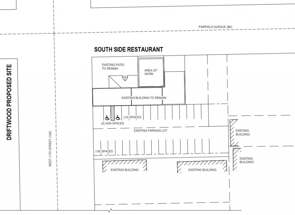 Site plan for South Side Restaurant's expansion in Cleveland's Tremont neighborhood.