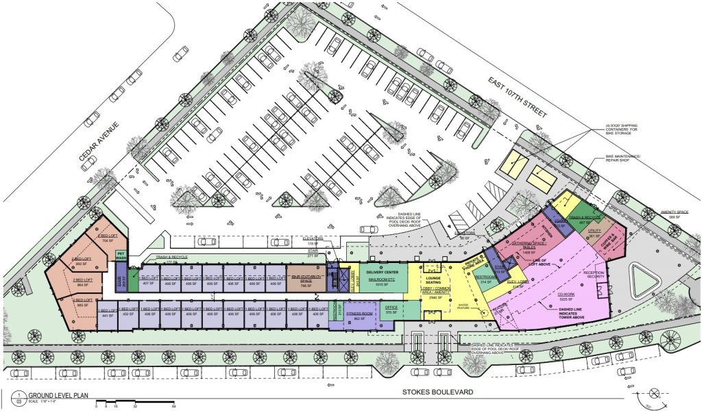 Ground floor plan of Stokes West development in University Circle.