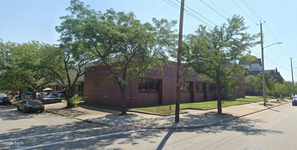 View of Snap Gourmet Foods existing building on East 55th Street at Hawthorne Avenue in Cleveland.