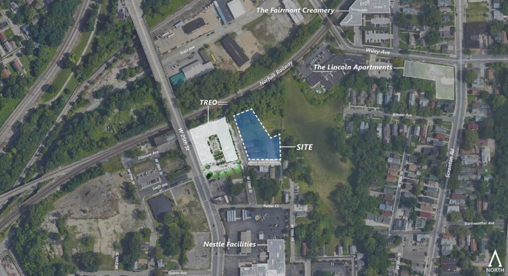 The West 20th Apartments are planned by Agostino Pintus and Geis Companies  to be located near West 25th Street above Walworth Run.