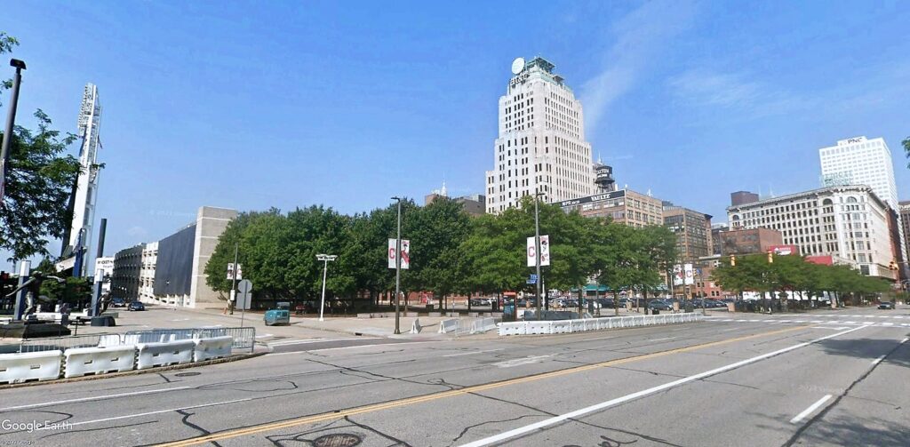 Future Cleveland Guardians development site on East 9th Street between Eagle Avenue and Bolivar Road.