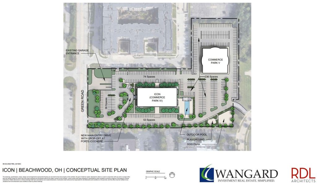 Wangard Development is proposing this site plan for The Icon in Beachwood.