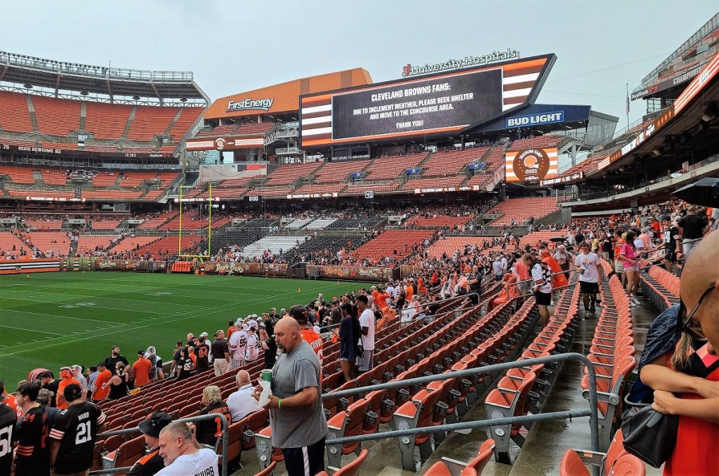 Interior of the Cleveland Browns' FirstEnergy Stadium on downtown's lakefront.