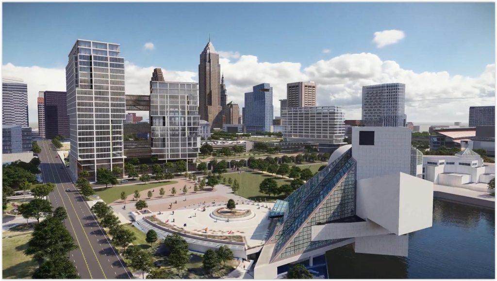 Haslam Sports Group's plan for lakefront development in downtown Cleveland.
