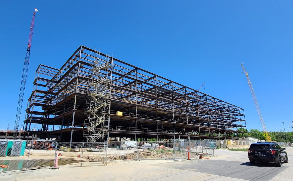 Six story office under construction on Scranton Road near West 25th Street and Metrohealth Medical Center.