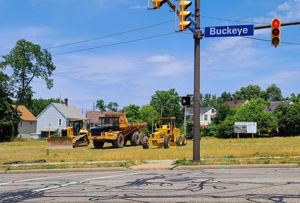 Construction work began July 11, 2022 for Woodhill Station West apartments at 9511 Buckeye Road in Cleveland's Buckeye-Woodhill neighborhood.