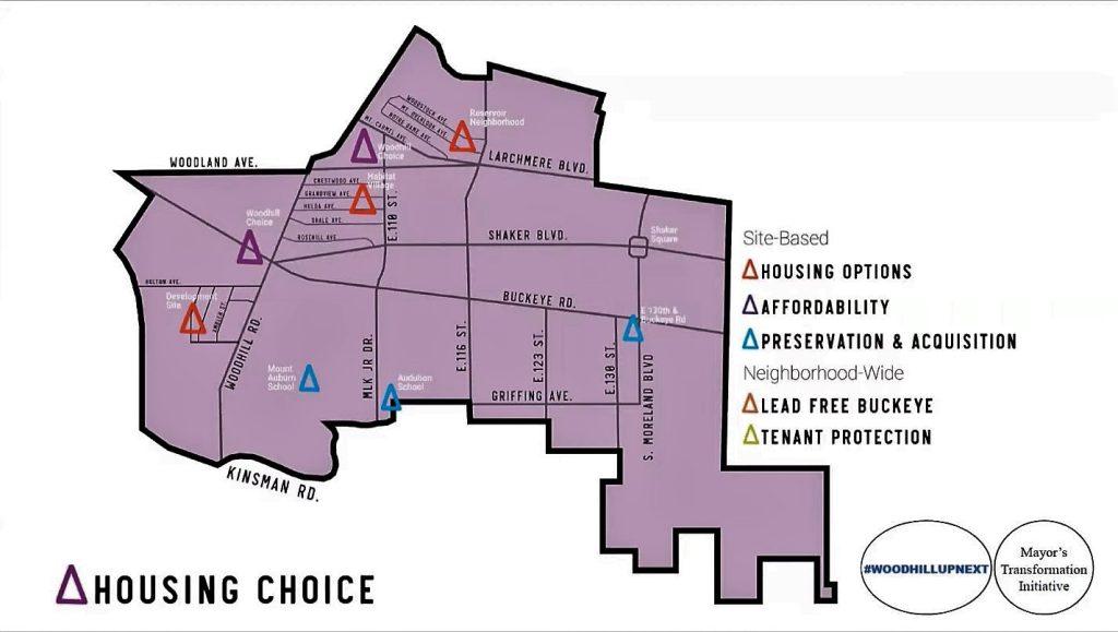 Map of housing improvements and strategies in the Buckeye neighborhood.